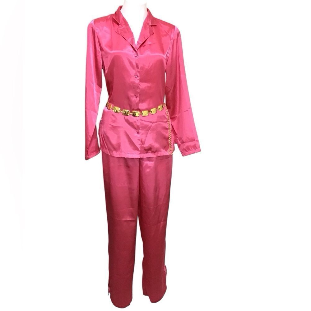 Chanteuse Pink Satin 2-Piece Loungewear Size Medium
